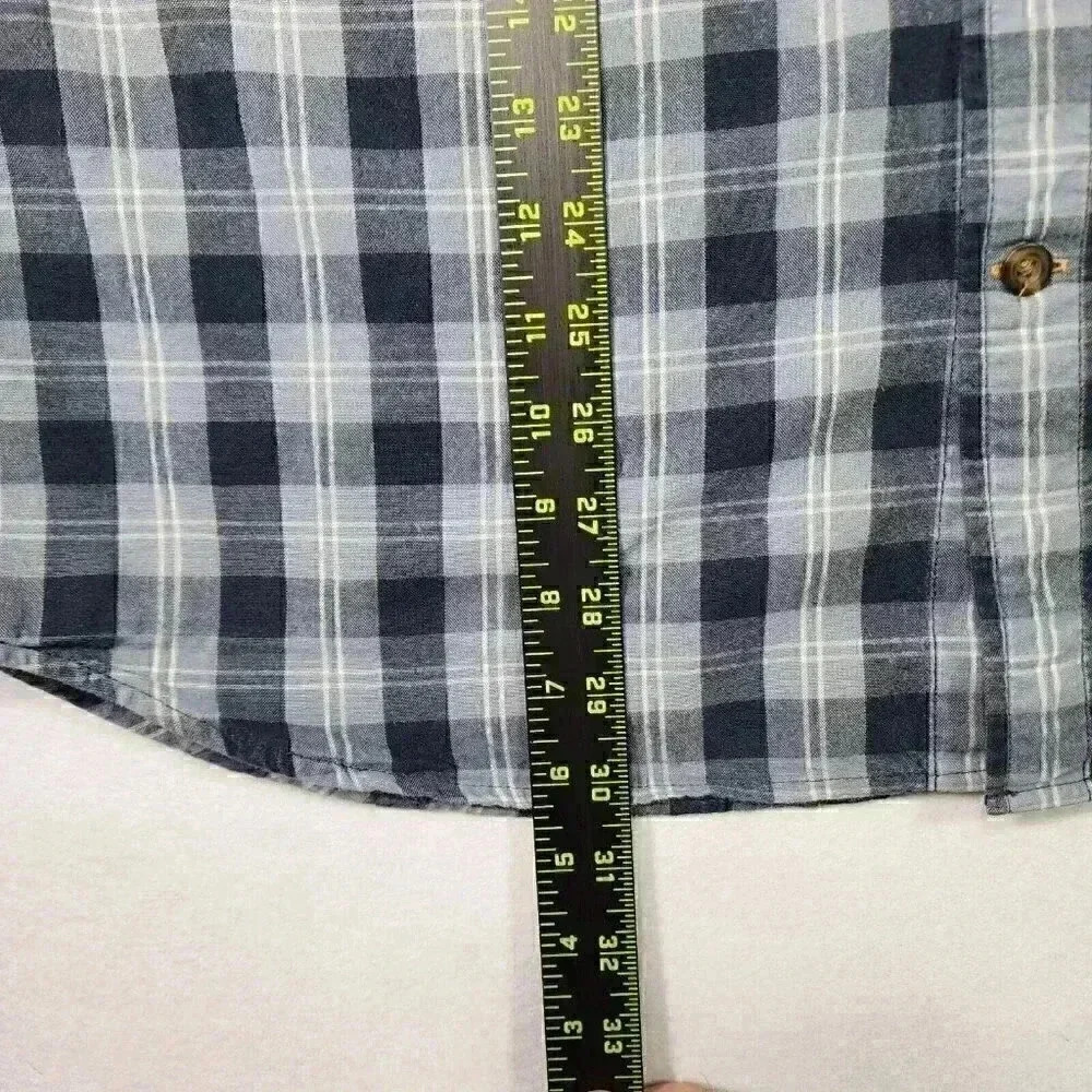 Carhartt Men's Loose Fit Midweight Shirt Large Short Sleeve Blue Plaid Button Up - Picture 10 of 15